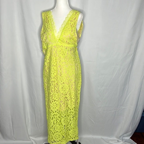 NWT Missguided Lime Lace Midi Dress - Picture 2 of 10